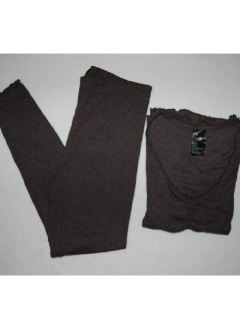 H&M Loungewear, Dark Charcoal Gray Pajama Top & Leggings Set, Women Size L
